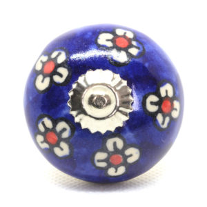 Grand bouton de meuble céramique pâquerettes