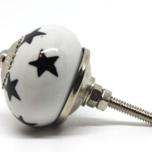 Grand bouton de meuble noir et blanc motif étoile