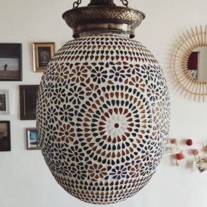Lustre ovale mosaïque multicolore