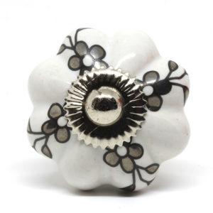 Bouton de meuble en céramique fleuri